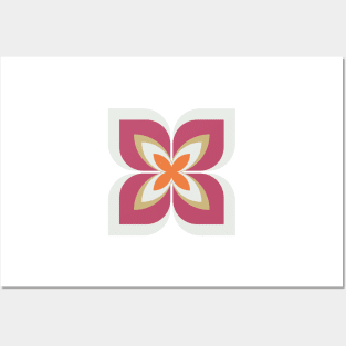 Modern Bold Stylized Flower in sunset tones of orange and hot pink Posters and Art